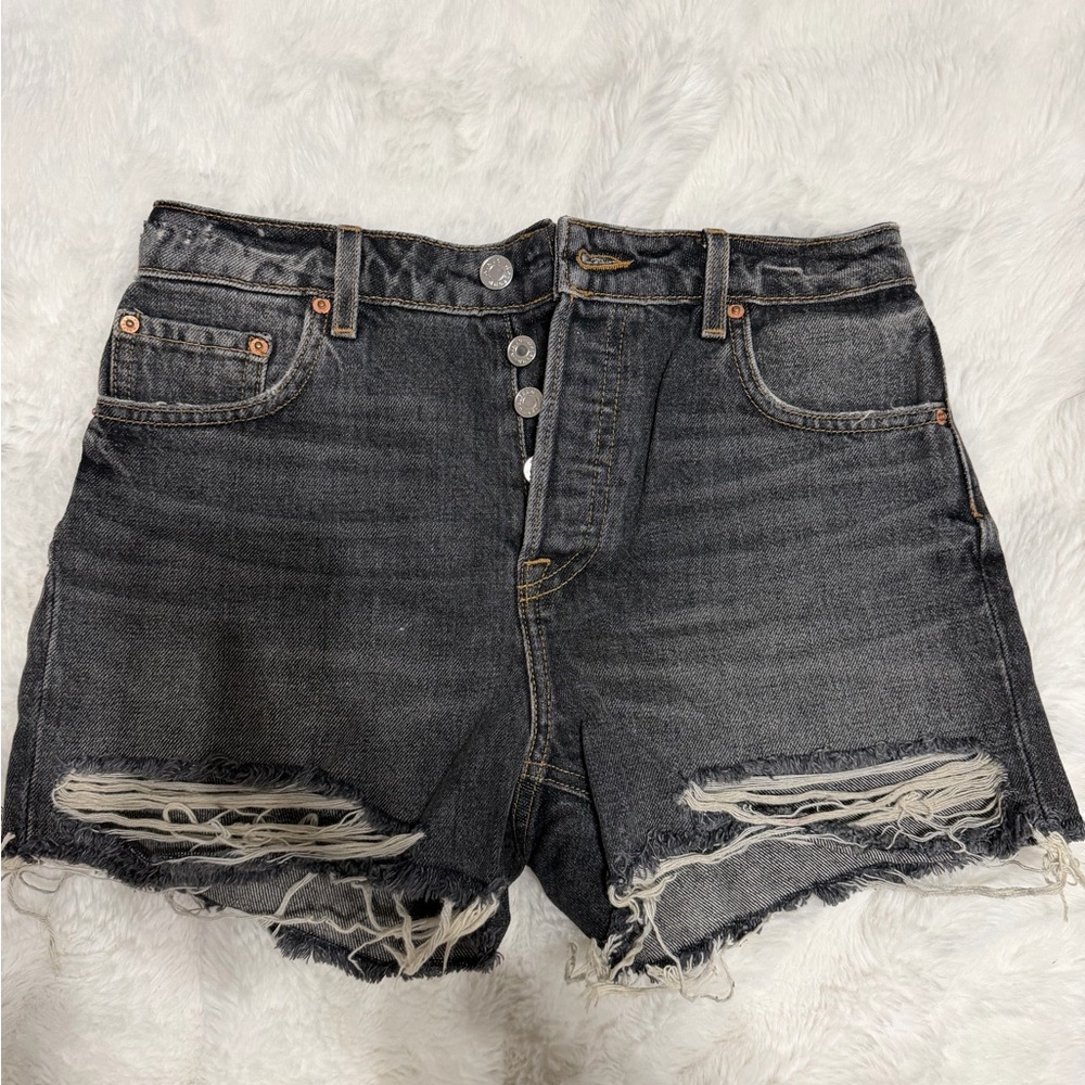 GRLFRND Distressed Black Jean Shorts